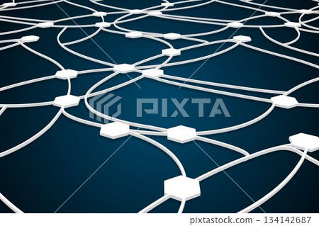 Shiny lines with dots on black background 134142687