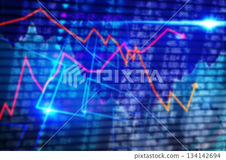 Composite image of arrow symbols and graph 134142694