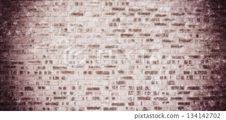 Textured brick wall facade is exhibiting chipped bricks and mortar lines in flat design Textured brick wall facade is exhibiting chipped bricks and mortar lines in flat design 134142702