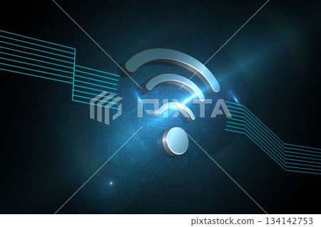 Shiny wifi icon on black background Shiny wifi icon on black background 134142753