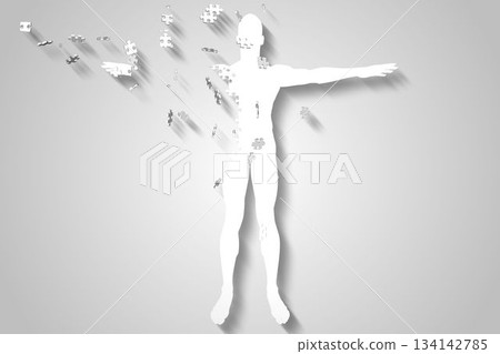 White jigsaw body breaking up 134142785