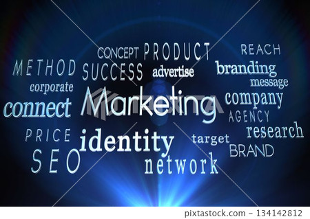 Marketing words on black background 134142812