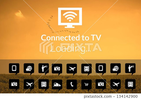 Digitally composite image of various icons with text Digitally composite image of various icons with text 134142900