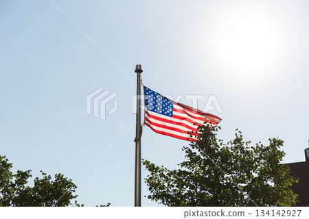 American flag swaying in the wind American flag swaying in the wind 134142927