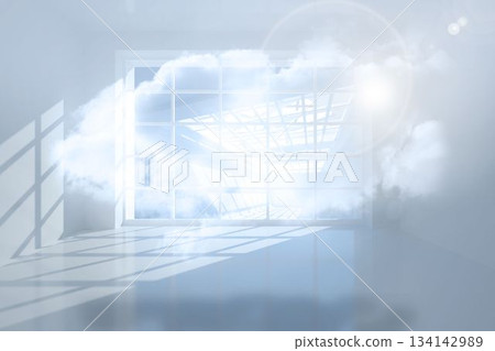 Room with holographic cloud Room with holographic cloud 134142989