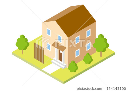時尚可愛的獨立式住宅等距插圖 134143100