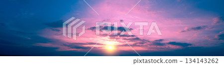 Colorful cloudy sky at sunset. Sky texture. Abstract nature background. Horizontal banner Colorful cloudy sky at sunset. Sky texture. Abstract nature background. Horizontal banner 134143262