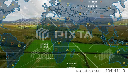 Overlaying map on fields, displaying hex clusters, warning icons, circular markers and grid lines Overlaying map on fields, displaying hex clusters, warning icons, circular markers and grid lines 134143443