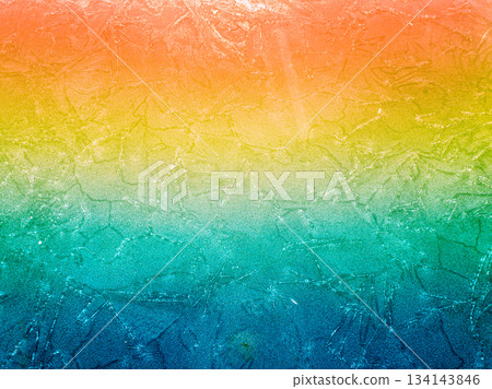 Natural abstract colorful pattern on frozen puddle. Nature background 134143846