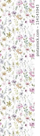 Assorted floral geometric and heart pattern panel designs in soft pastel colors 134143943