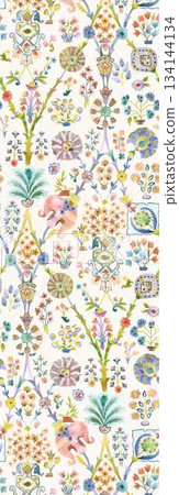 Assorted floral geometric and heart pattern panel designs in soft pastel colors Assorted floral geometric and heart pattern panel designs in soft pastel colors 134144134