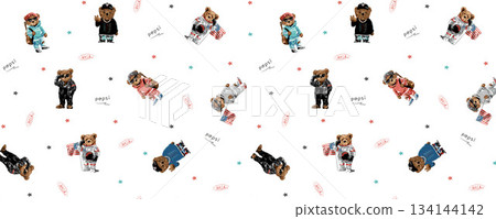 Assorted floral geometric and heart pattern panel designs in soft pastel colors 134144142