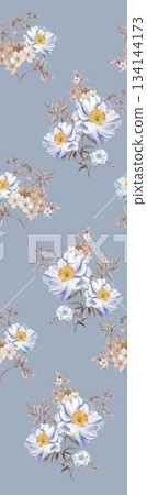 Assorted floral geometric and heart pattern panel designs in soft pastel colors 134144173