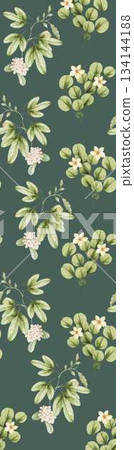 Assorted floral geometric and heart pattern panel designs in soft pastel colors 134144188