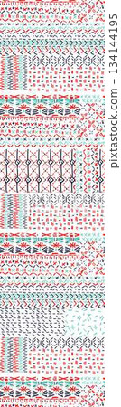 Assorted floral geometric and heart pattern panel designs in soft pastel colors 134144195