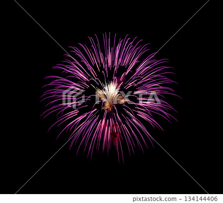 Pink firework on black background Pink firework on black background 134144406
