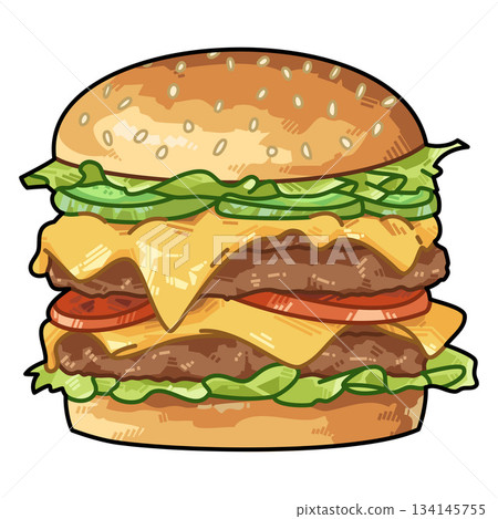 Cartoon Fast Food Burger Cartoon Fast Food Burger 134145755