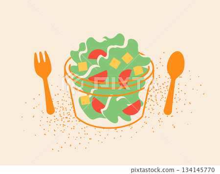 Cup salad illustration - takeout 134145770