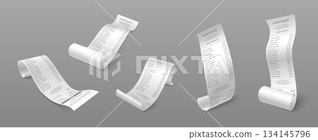 Long paper receipts set isolated on background Long paper receipts set isolated on background 134145796