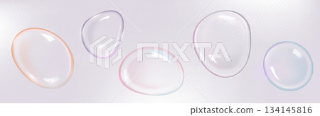 Realistic glass soap ball with rainbow gradient 134145816