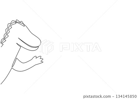 continuous line drawing of a crocodile waving hand, symbolizing wildlife and connection for National Zoo Lovers Day. This nature concept design highlights the bond between humans and animals. 134145850