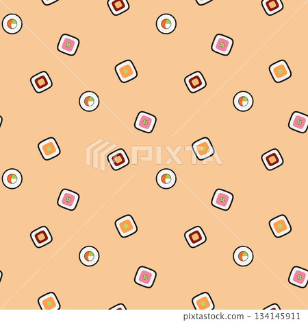 pattern with sushi rolls 134145911