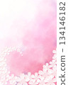 Watercolor background and cherry blossom illustration 134146182