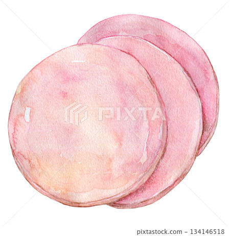 水彩插畫，手繪插畫，加工食品，火腿培根 134146518