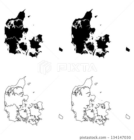 Denmark Region Outline and Solid Fill Map Set. 134147030