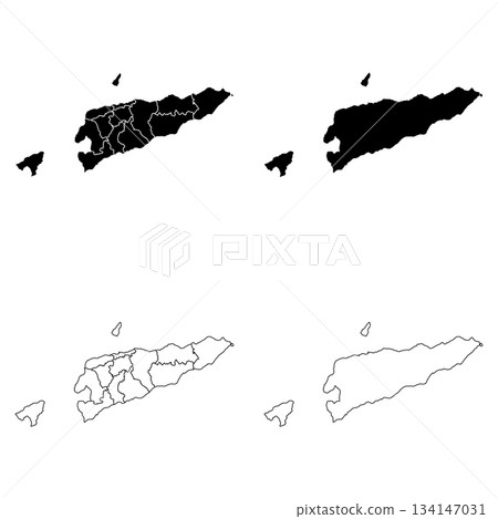 East Timor Outline and Solid Fill Map Set. 134147031