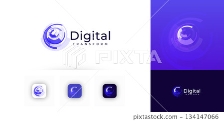 Digital Transformation Business Startup Abstract Logo Emblem Label Icon, Blue Color Flow Analytics Machine Learning Data Research Technology Shape Hub, Circular Round Logotype. Vector Illustration Digital Transformation Business Startup Abstract Logo Emblem Label Icon, Blue Color Flow Analytics Machine Learning Data Research Technology Shape Hub, Circular Round Logotype. Vector Illustration 134147066