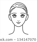 Women's face line drawing illustration beauty skin care 134147070