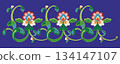Oriental decorative pattern - vector design combining flowers and curves 134147107