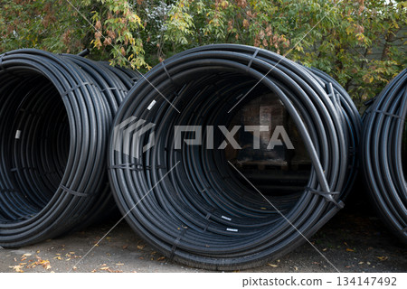 High density polyethylene pipes for the transmission of liquids and gases. Used for high pressure pipelines, water and gas lines High density polyethylene pipes for the transmission of liquids and gases. Used for high pressure pipelines, water and gas lines 134147492