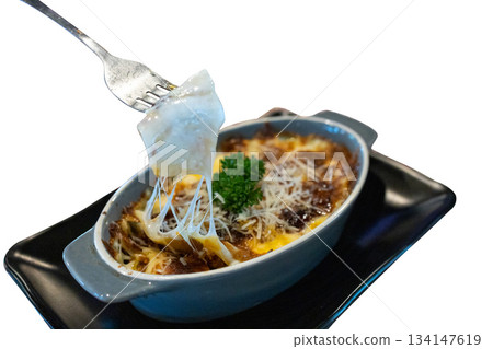 Top view of Lasagna, focus selective 134147619