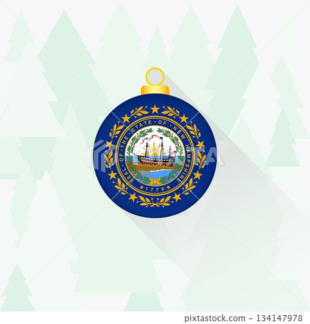 New Hampshire State Flag Christmas Decoration. 134147978