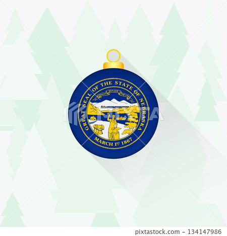 Nebraska State Flag Christmas Decoration. 134147986