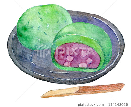 水彩插畫，手繪插畫，艾草米糕 134148026