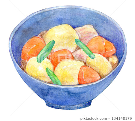 Watercolor illustration, hand-drawn illustration, Nikujaga Watercolor illustration, hand-drawn illustration, Nikujaga 134148179