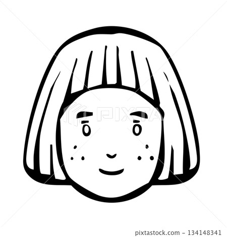 [Line drawing] Icons_People, Children, Girls 134148341
