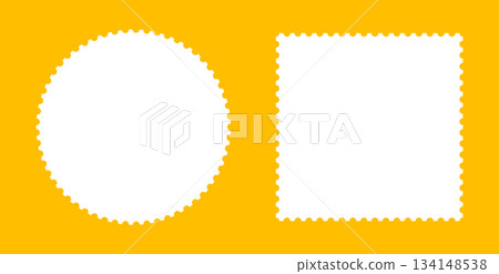 Postage stamp template frames set. Rectangular and oval blank vintage stamps. Backdrops for postcards, letters, empty borders. Tag, labels, coupons, boxes with curvy, wiggly, wavy perforated edges. Postage stamp template frames set. Rectangular and oval blank vintage stamps. Backdrops for postcards, letters, empty borders. Tag, labels, coupons, boxes with curvy, wiggly, wavy perforated edges. 134148538