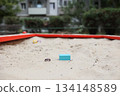 Sandbox with various outdoor toys. Sandbox for children's games. Summer concept. 134148589