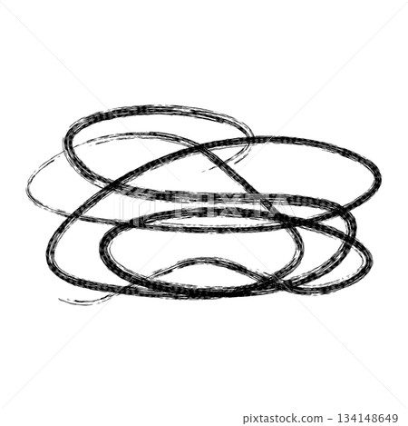 Abstract black scribble lines forming a tangled chaotic design 134148649