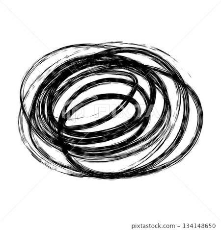 Grungy black ink scribbling an abstract chaotic circle doodle Grungy black ink scribbling an abstract chaotic circle doodle 134148650
