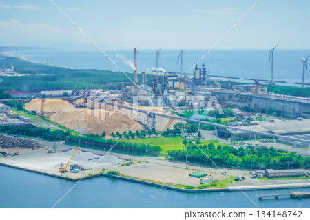 Akita port and blue sky Akita port and blue sky 134148742