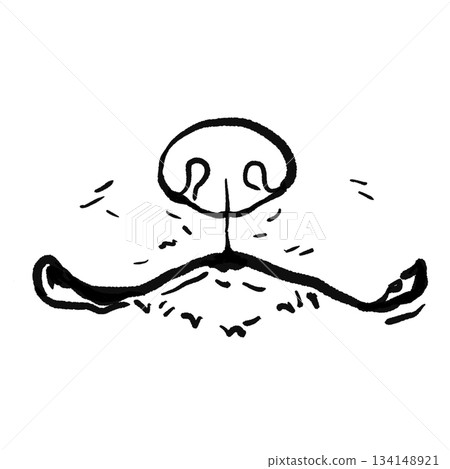 Smiling dog's mouth (line drawing) 134148921