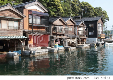 Scenery with a boathouse 134149184