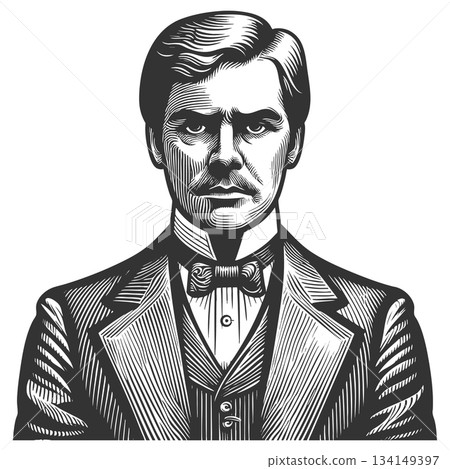 Serious Victorian Gentleman raster illustration 134149397