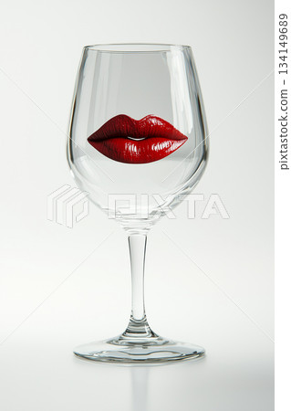 This Elegant Glass featuring an Artistic Red Lips Design is perfect for Any Special Occasion 134149689