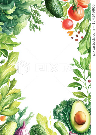 A Beautiful Frame of Fresh Vegetables and Greens Perfect for Any Recipe or Menu Planning A Beautiful Frame of Fresh Vegetables and Greens Perfect for Any Recipe or Menu Planning 134149906